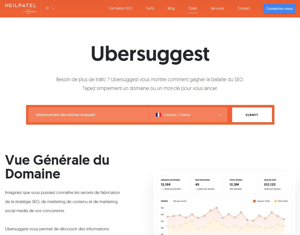 Recherche de Mots-Clés Principaux avec Ubersuggest