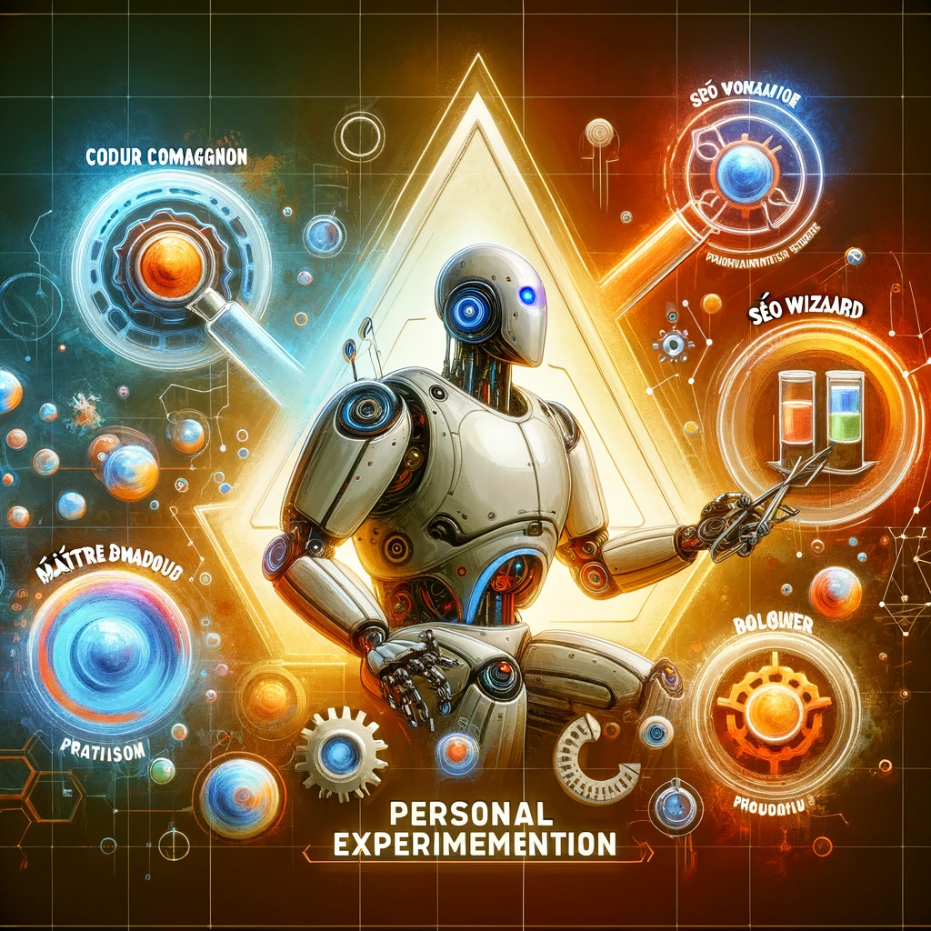 Création et Expérimentation de GPTs Personnalisés Robot dynamique et innovant engagé dans le développement de GPTs personnalisés comme Codeur Compagnon et SEO Wizard